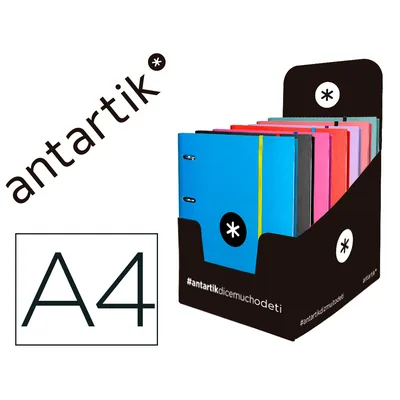 ANTARTIK Carpeta con Recambio Antartik A4 Cuadro 5MM Forrada 4 Anillas 40MM Redondas con Solapa Colores Surtidos