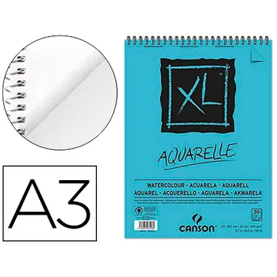 CANSON Bloc Dibujo Acuarela Canson Xl Aquarelle Grano Fino DIN A3 Microperforado Espiral 29,7X42 CM 30 Hojas 300 GR/M2