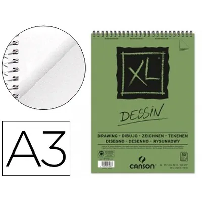 CANSON Bloc Dibujo Canson Xl Dessin DIN A3 Liso Microperforado Espiral 29,7X42 CM 50 Hojas 160 GR/M2