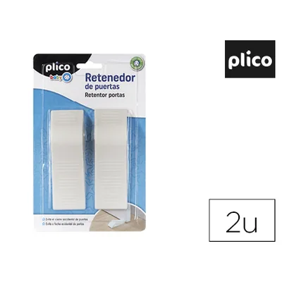 PLICO Retenedor de Puertas Plico Plastico Blanco Blister de 2 Unidades
