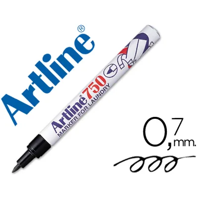 ARTLINE Rotulador Artline Marcador Permanente Lavable para Textil EK-750 Negro Punta Redonda 0,7 MM