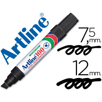 ARTLINE Rotulador Artline Marcador Permanente 100 Negro -punta Biselada