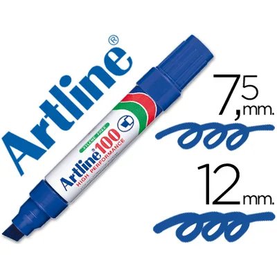 ARTLINE Rotulador Artline Marcador Permanente 100 Azul Punta Biselada