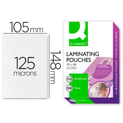 Q-CONNECT Bolsa de Plastificar Q-Connect 105 X 148 MM DIN A6 125 Mc Caja de 100 Unidades