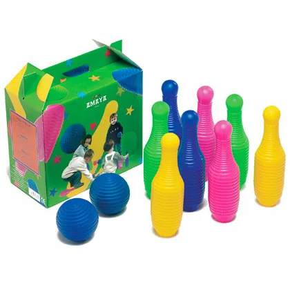 Bolo Amaya de Polietileno Alto 26 CM Incluye 8 Bolos y 2 Pelotas