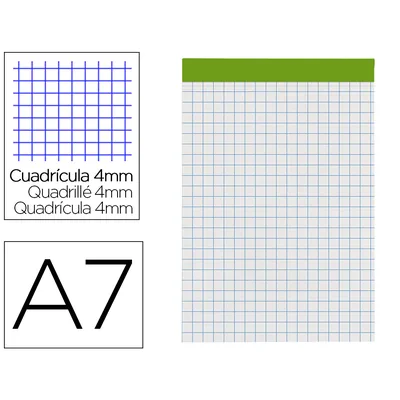 LIDERPAPEL Bloc Notas Liderpapel Cuadro 4 MM A7 80 Hojas 60 G/M2 Perforado Sin Tapa