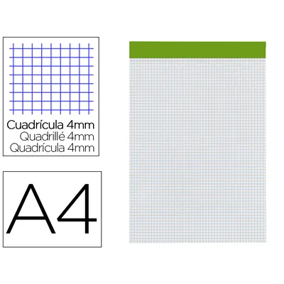 LIDERPAPEL Bloc Notas Liderpapel Cuadro 4 MM A4 80 Hojas 60 G/M2 Perforado Sin Tapa