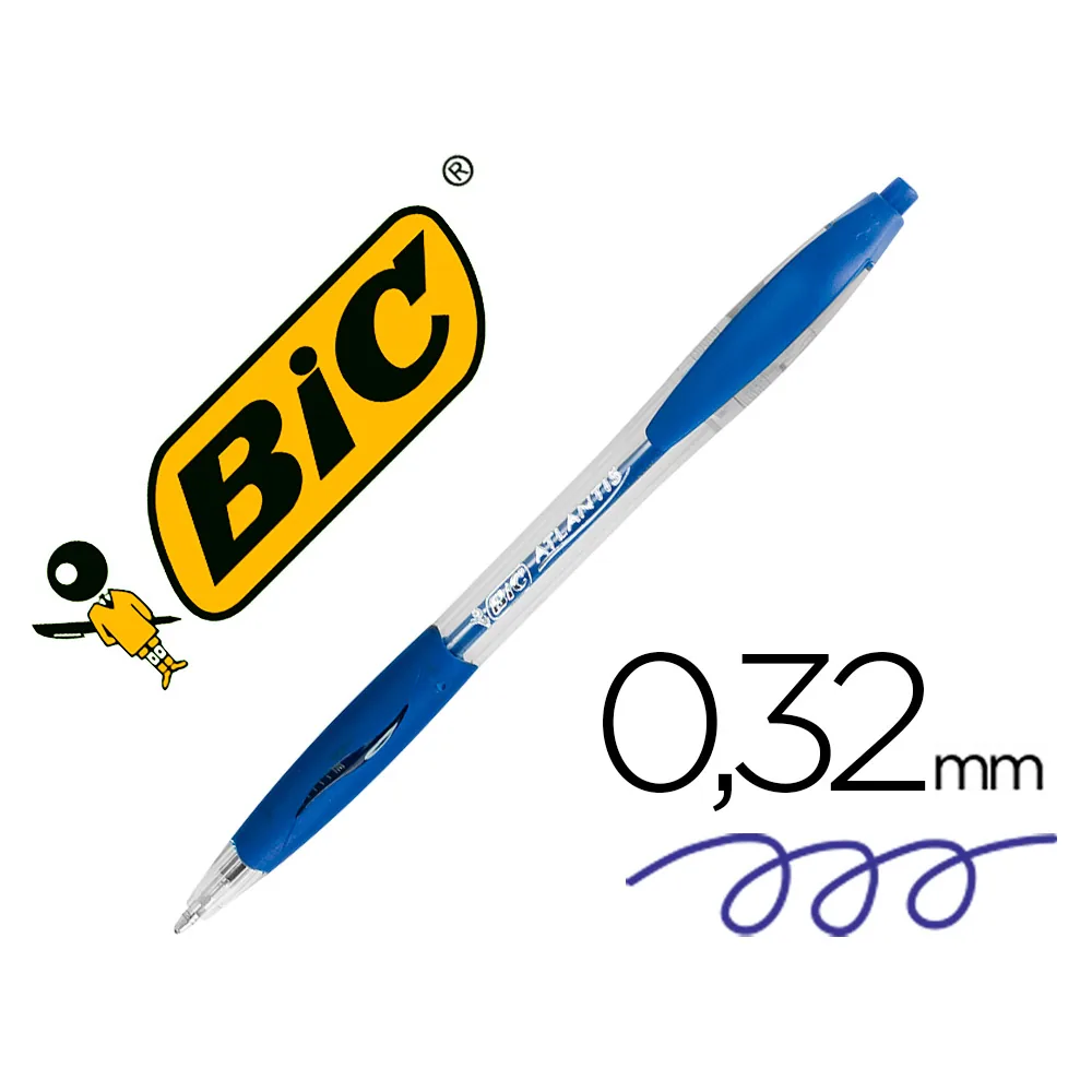Boligrafo Bic Atlantis Azul Retractil Tinta Aceite Punta de 1 MM
