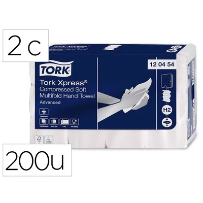 TORK Toalla de Papel Engarzada 2 Capas 21X32 CM Paquete de 200 Unidades para Dispensador H2