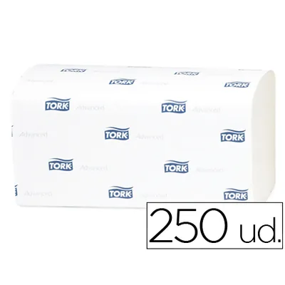TORK Toalla de Papel Engarzada 2 Capas 21,8X23 CM Paquete de 250 Unidades para Dispensador H3
