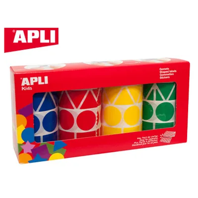 APLI Gomets Apli Figuras Surtidas T Amaño Xl Pack de 4 Rollos Colores Surtidos 5428 Unidades