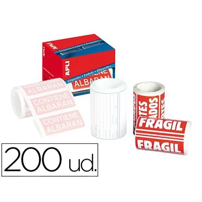 APLI Etiquetas Apli Fragil 50X100 MM Rollo con 200 Unidades
