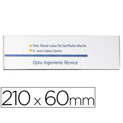 ARCHIVO 2000 Identificador Mural Archivo 2000 Portanombre con Adhesivo Trasero en Poliestireno Transparente 210X60 MM