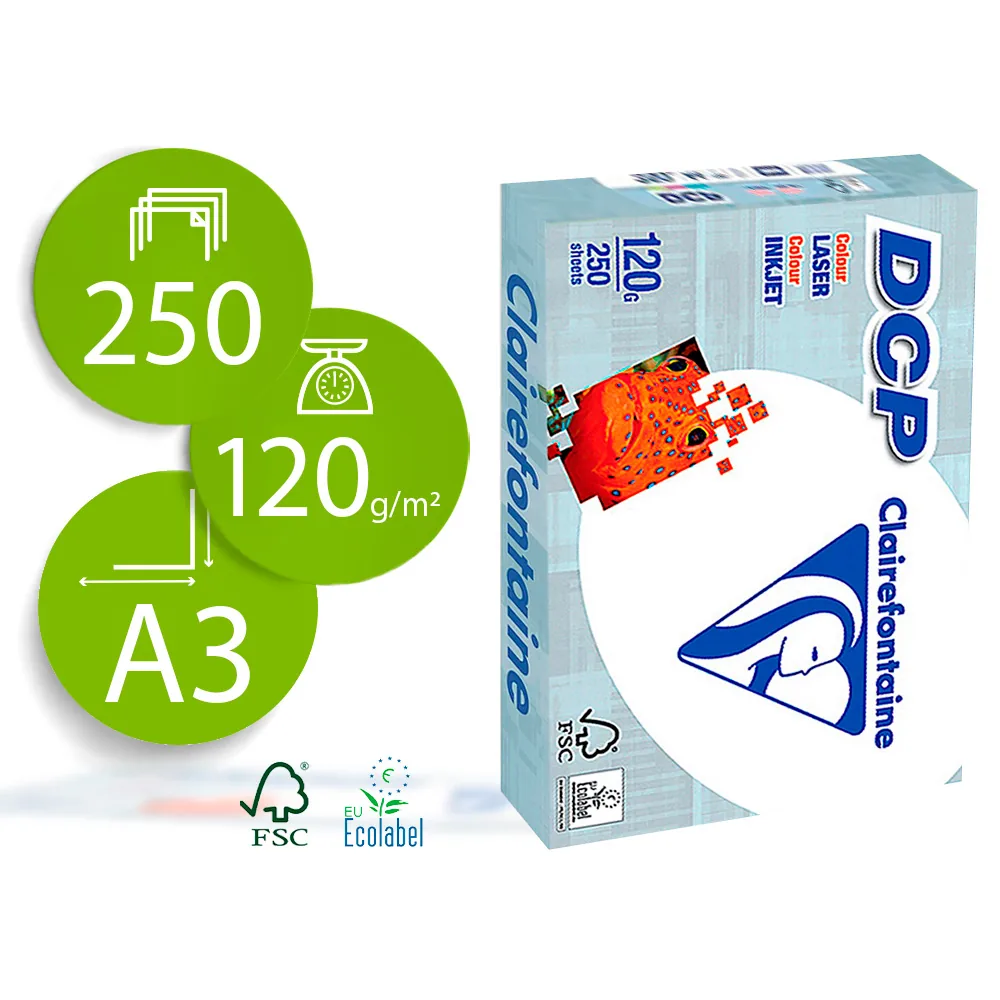 Papel Fotocopiadora Clairefontaine DIN A3 120 Gramos Paquete de 250 Hojas
