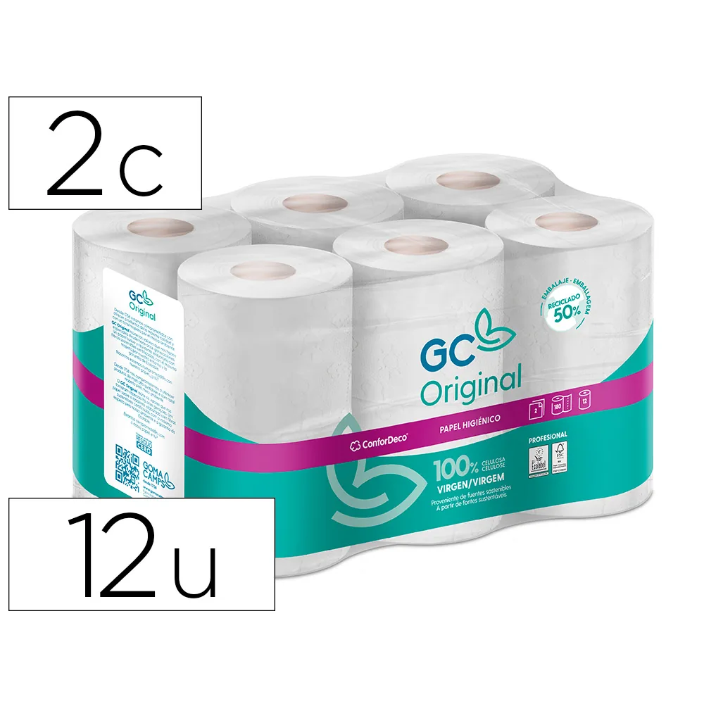 Papel Higienico Gc 2 Capas Paquete de 12 Rollos