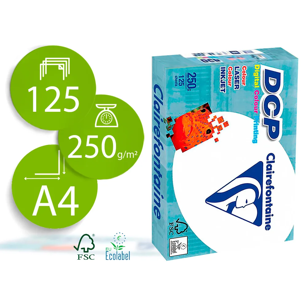 Papel Fotocopiadora Clairefontaine DIN A4 250 Gramos Paquete de 125 Hojas