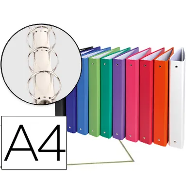 EXACOMPTA Carpeta de 4 Anillas 30MM Redondas Exacompta A4 Carton Forrado Colores Surtidos