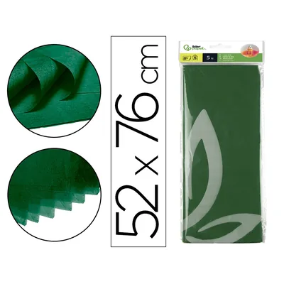 LIDERPAPEL Papel Seda Liderpapel 52X76CM 18G/M2 Bolsa de 5 Hojas Verde Oscuro