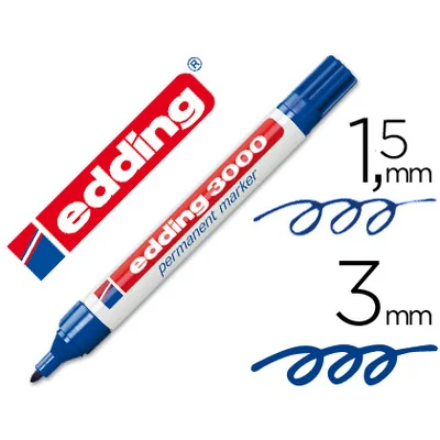 EDDING Rotulador Edding Marcador Permanente 3000 Azul Punta Redonda 1,5-3 MM Recargable