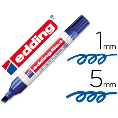EDDING Rotulador Edding Marcador Permanente 1 Azul Punta Biselada 5 MM Recargable