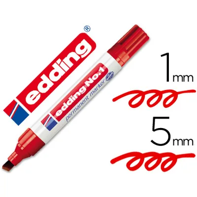 EDDING Rotulador Edding Marcador Permanente 1 Rojo Punta Biselada 5 MM Recargable