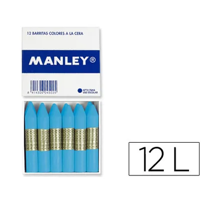 MANLEY Lapices Cera Manley Unicolor Celeste Claro n.41 Caja de 12 Unidades