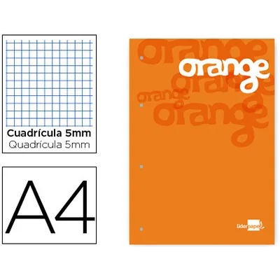 LIDERPAPEL Bloc Encolado Liderpapel Cuadro 5 MM Naranja A4 NATURAL100 Hojas 100 G/M2