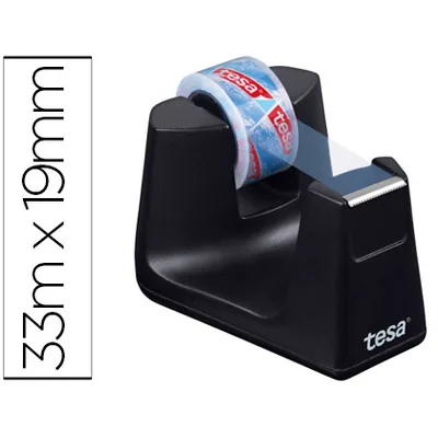 TESA Portarrollo Sobremesa Tesa Plastico Easy Cut Smat para Cintas de 33 M Color Negro