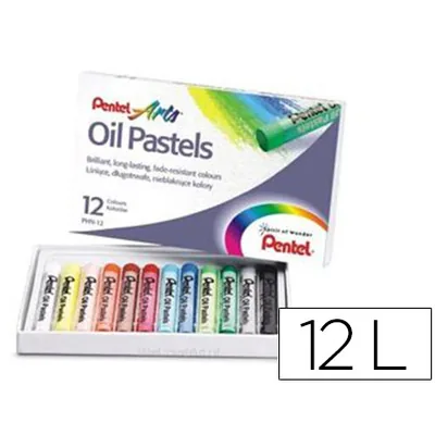 PENTEL Lapices Pentel Oil Pastel Caja de 12 Colores Surtidos
