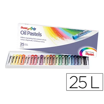 PENTEL Lapices Pentel Oil Pastel Caja de 25 Colores Surtidos