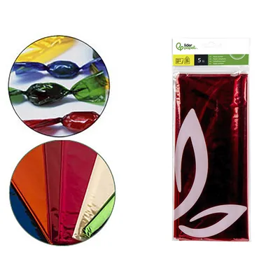 LIDERPAPEL Papel Celofan Liderpapel 50X70 CM 22 G Bolsa de 5 Hojas Rojo