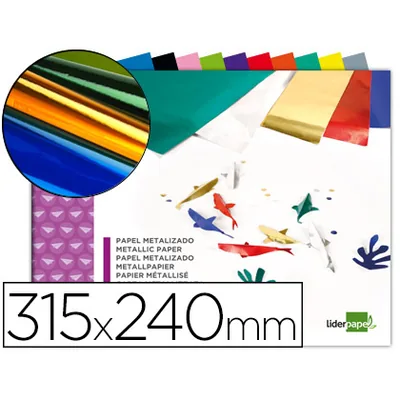LIDERPAPEL Bloc Trabajos Manuales Liderpapel Papel Metalizado 240X315MM 10 Hojas Colores Surtidos