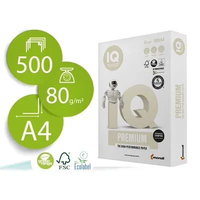 IQ PREMIUM Papel Fotocopiadora Iq Premium DIN A4 80 Gramos Paquete de 500 Hojas