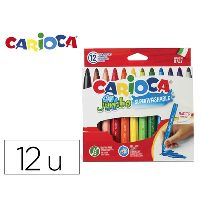 CARIOCA Rotulador Carioca Jumbo Punta Gruesa Estuche de 12 Unidades Colores Surtidos