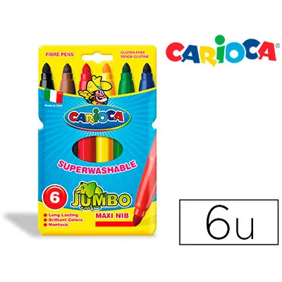 CARIOCA Rotulador Carioca Jumbo Punta Gruesa Estuche de 6 Unidades Colores Surtidos
