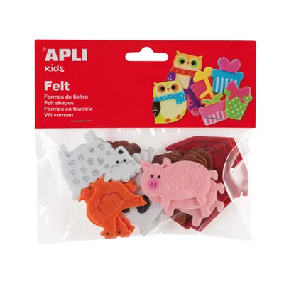 APLI Figura de Fieltro Apli con Forma de Animales Bolsa de 18 Unidades Surtidas