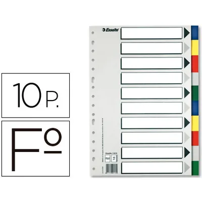 ESSELTE Separador Esselte Plastico Juego de 10 Separadores Folio con 5 Colores Multitaladro