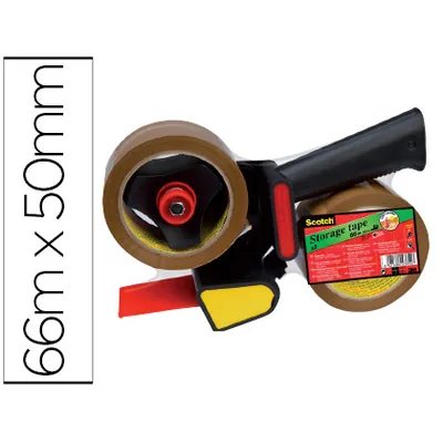 SCOTCH Portarrollo Scotch para Embalaje Heavy Duty Bajo Ruido con 2 Rollos de Cintas Marron 50MM X 66MT