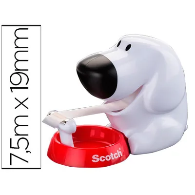 SCOTCH Portarrollo Sobremesa Scotch Doggy 8,9 M X 19 MM Incluye Rollo de Cinta Adhesiva Magic