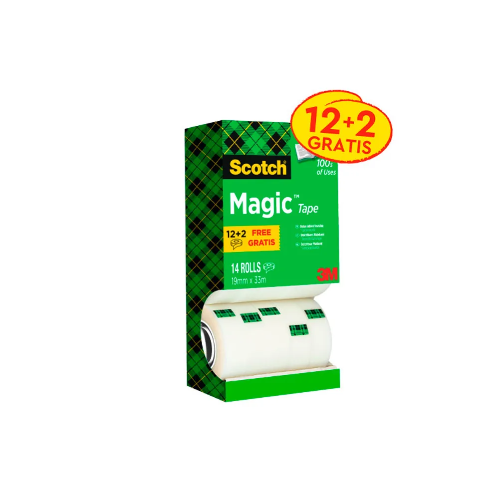 Cinta Adhesiva Scotch Magic Invisible 33 M X 19 MM Pack de 14 Unidades