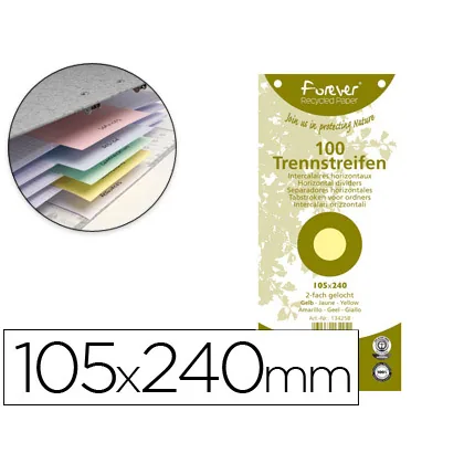 Separador Exacompta Cartulina de 180 G Juego de 100 Separadores 105X240 MM con 2 Taladros Color Amarillo