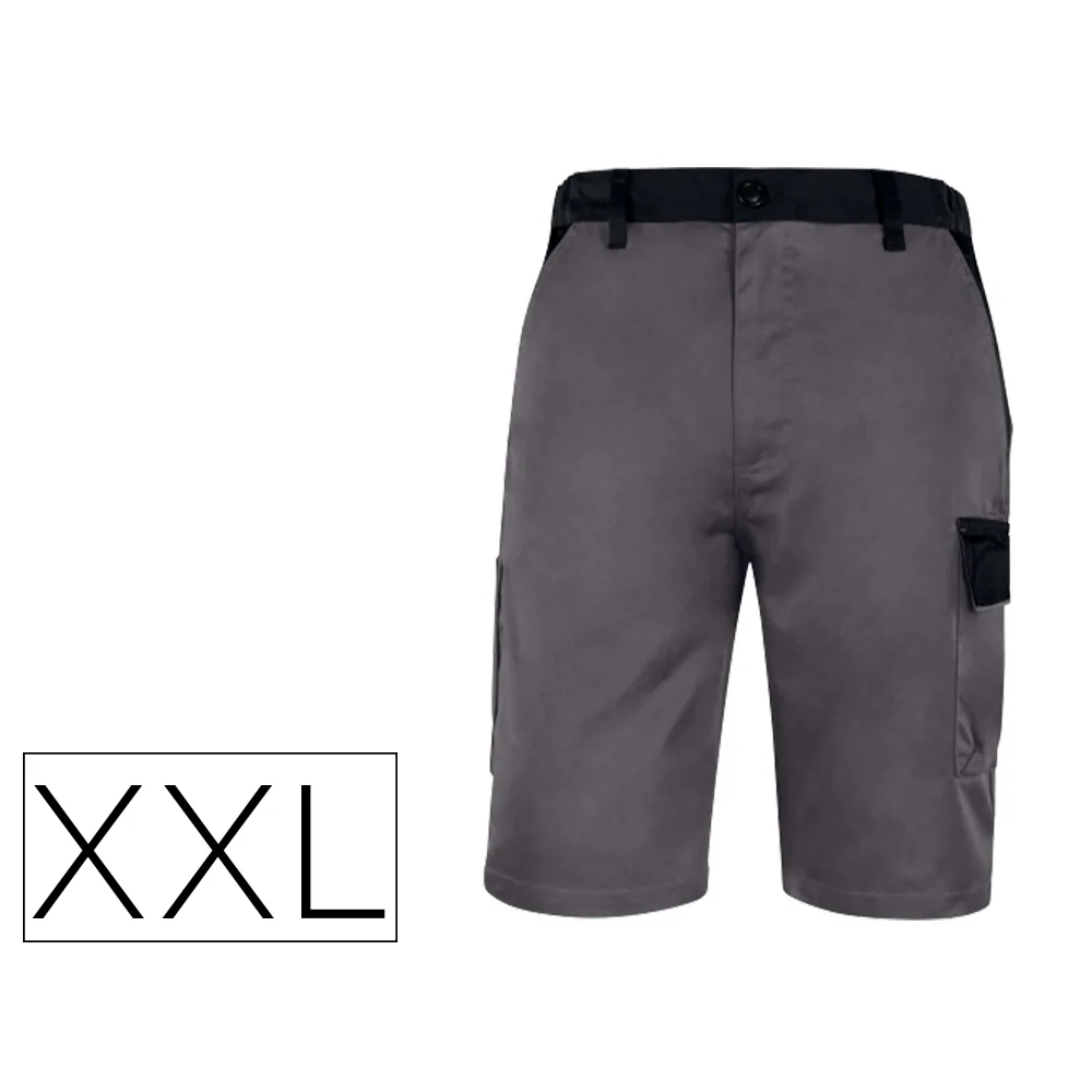 Pantalon de Trabajo Deltaplus Bermuda Cintura Ajustable 5 Bolsillo Color Gris Talla Xxl