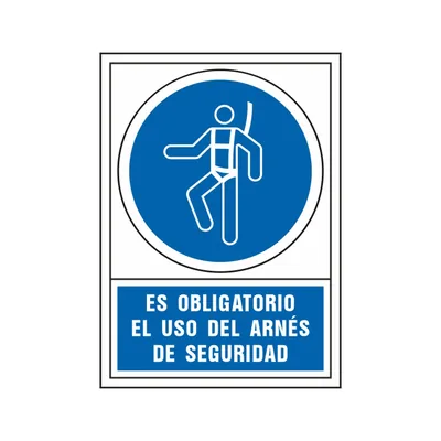 SYSSA Pictograma Syssa Señal de Obligacion Es Obligatorio el Uso de Arnes de Seguridad en Pvc 245X345 MM
