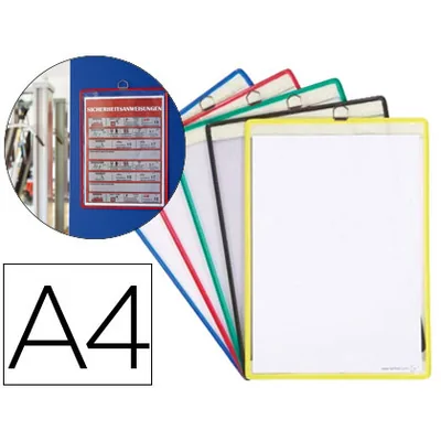 DJOIS Funda para Colgar Djois DIN A4 Anilla Metalica Ideal para Pizarras de Corcho Pack de 5 Unidades Colores Surtidos