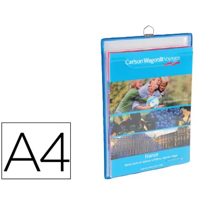 DJOIS Funda para Colgar Djois DIN A4 Anilla Metalica Formato Vertical Pack de 5 5 Unidades Color Azul