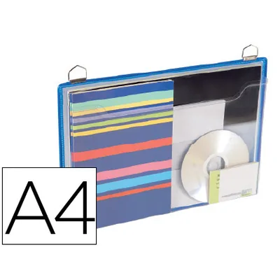 DJOIS Funda para Colgar Djois DIN A4 Anilla Metalica Formato Horizontal Pack de 5 Unidades Color Azul