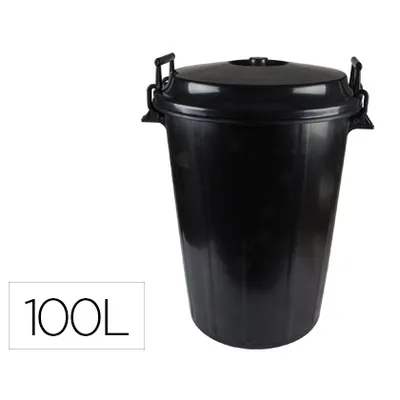 BLANCA Cubo de Basura con Tapa Negro 100 L para Bolsas 85X105 CM