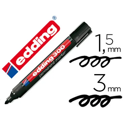 EDDING Rotulador Edding Marcador Permanente 300 Negro Punta Redonda 1,5-3 MM Recargable