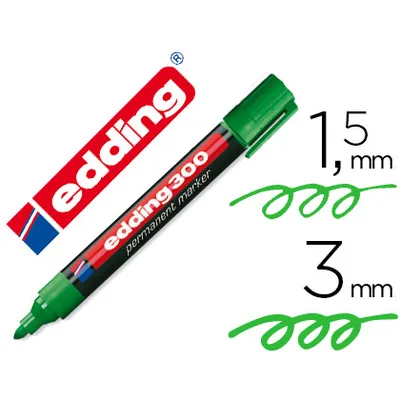 EDDING Rotulador Edding Marcador Permanente 300 Verde Punta Redonda 1,5-3 MM Recargable