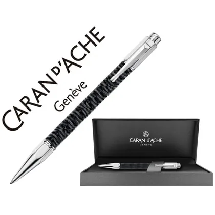 Boligrafo Caran D'ache Varius Ivanhoe Cota de Malla Acero Negro Placado Rodio con Estuche Punta Media